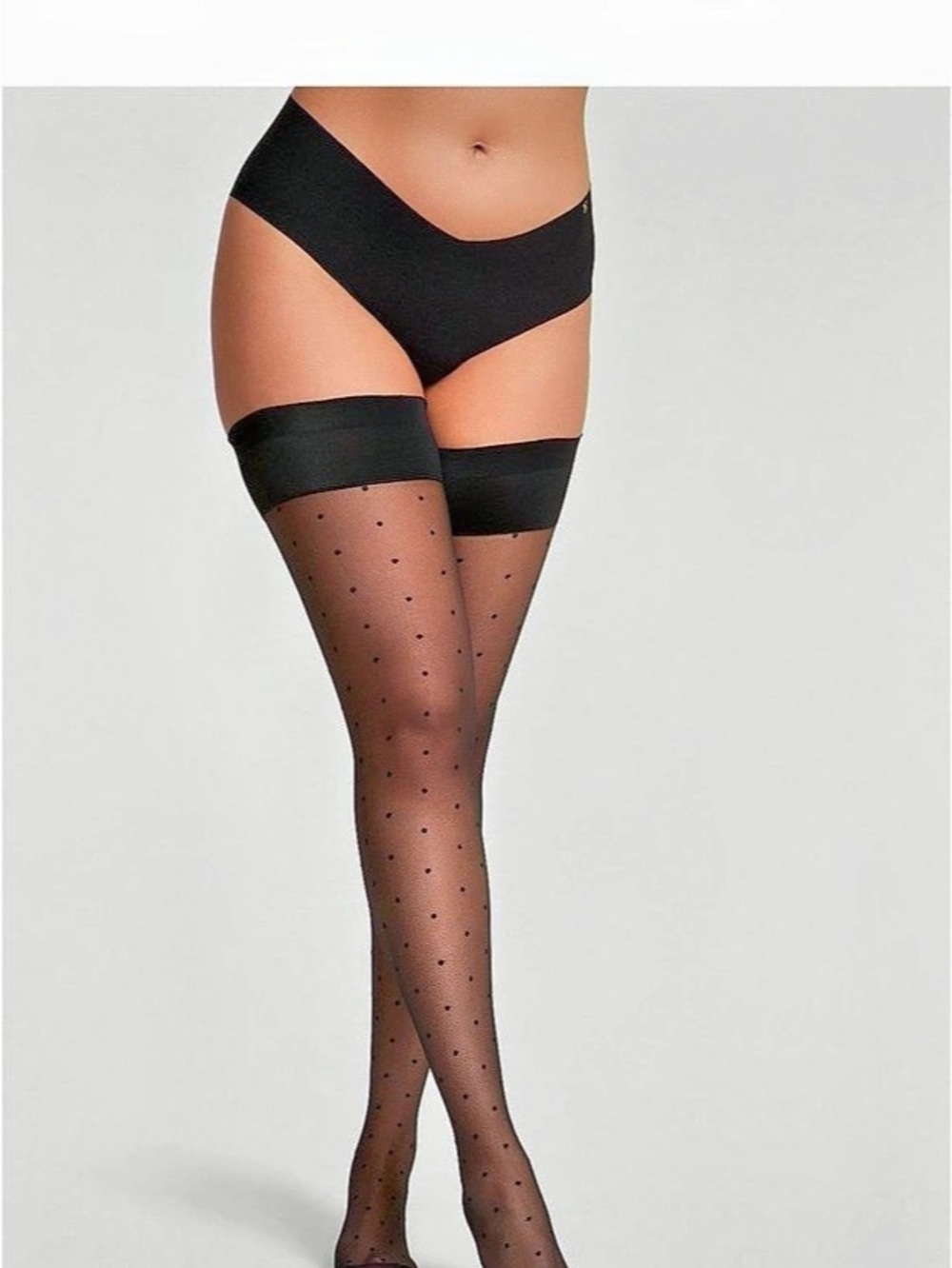 NAT Victoria's Secret Sheer Dot Thigh Highs in Black Large